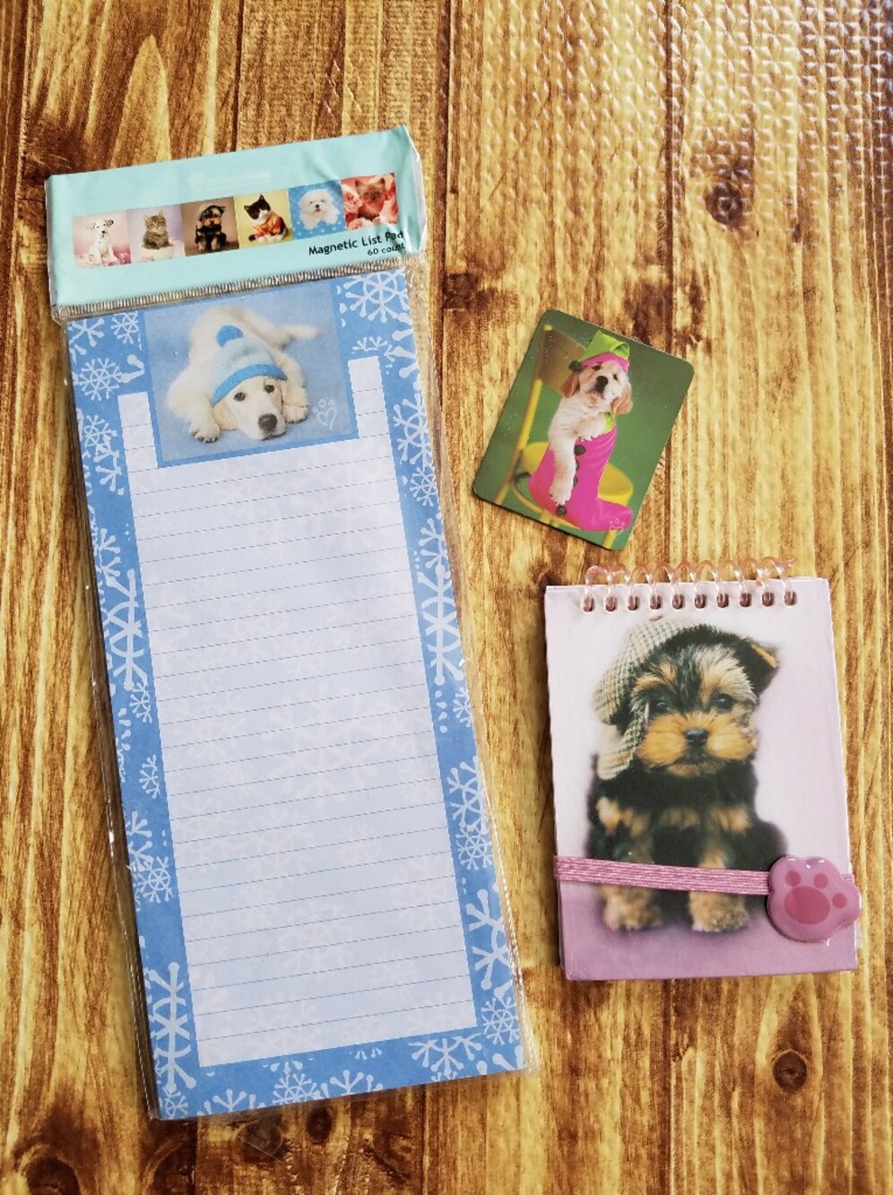 Rachael Hale Dog Puppy Magnetic Notepad Set Pink/Blue Golden Retriever Magnet